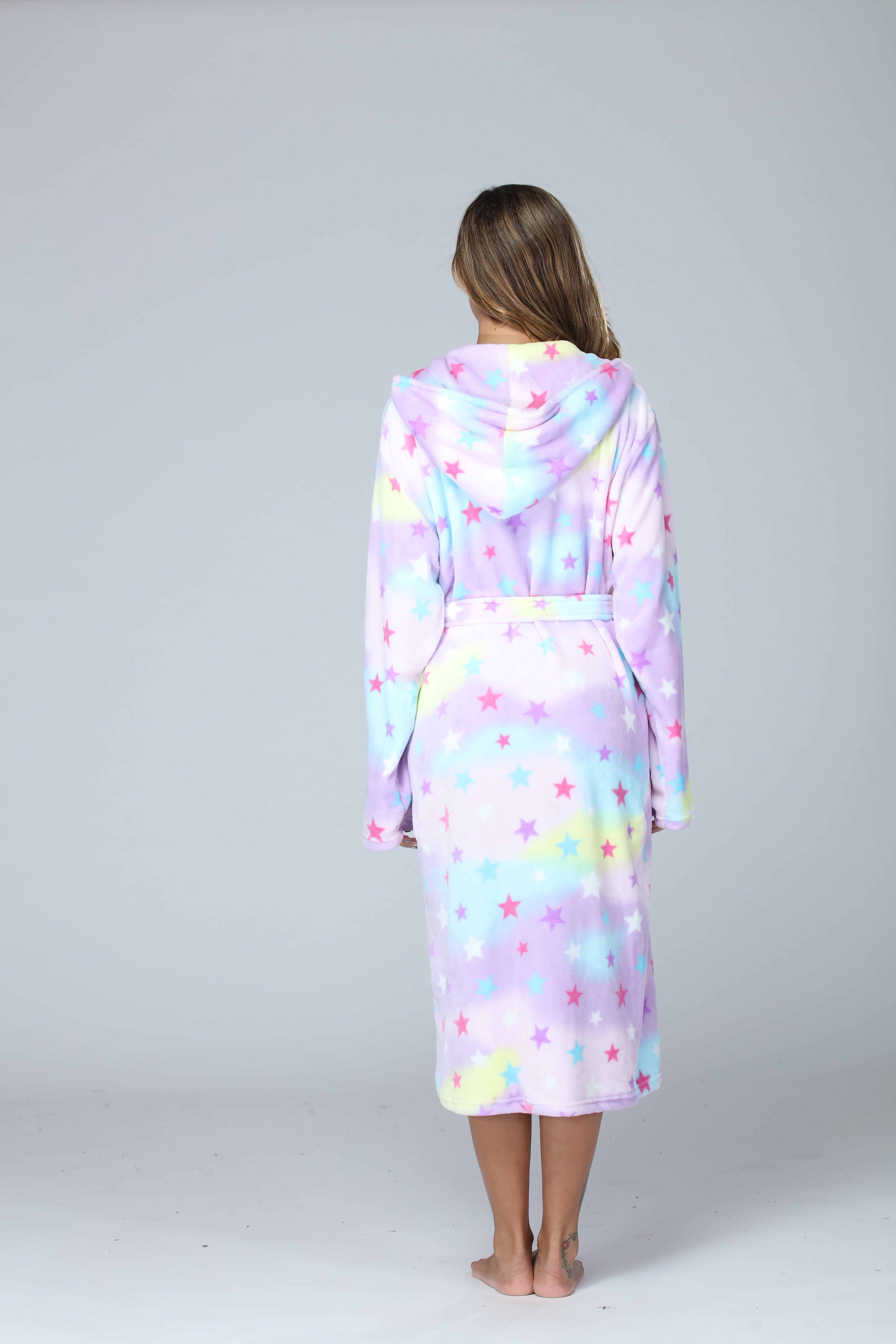 Thick Hooded Long Nightgown & Bathrobe with Pockets, Warm Fluffy Sleepwear for Women.