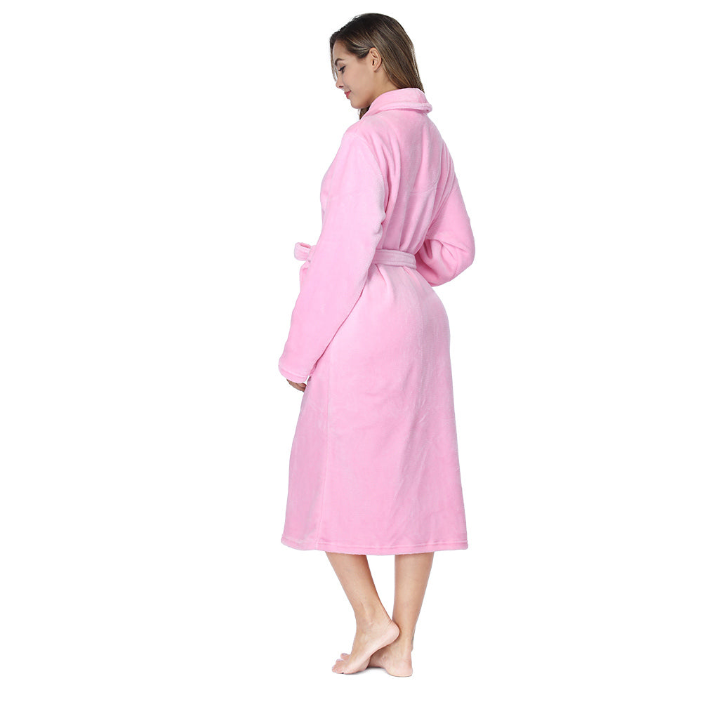 RONGTAI Womens Bathrobe Ladies Fleece Plush Warm Long Robes Fleece Nightgown Sleepwear