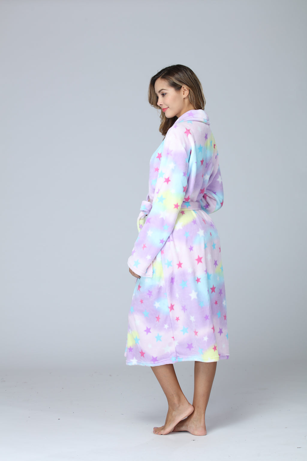 RONGTAI Womens Long Robes Plush Fleece Nightgown Thick Hooded Bathrobe With Pockets Fluffy Sleepwear For Men