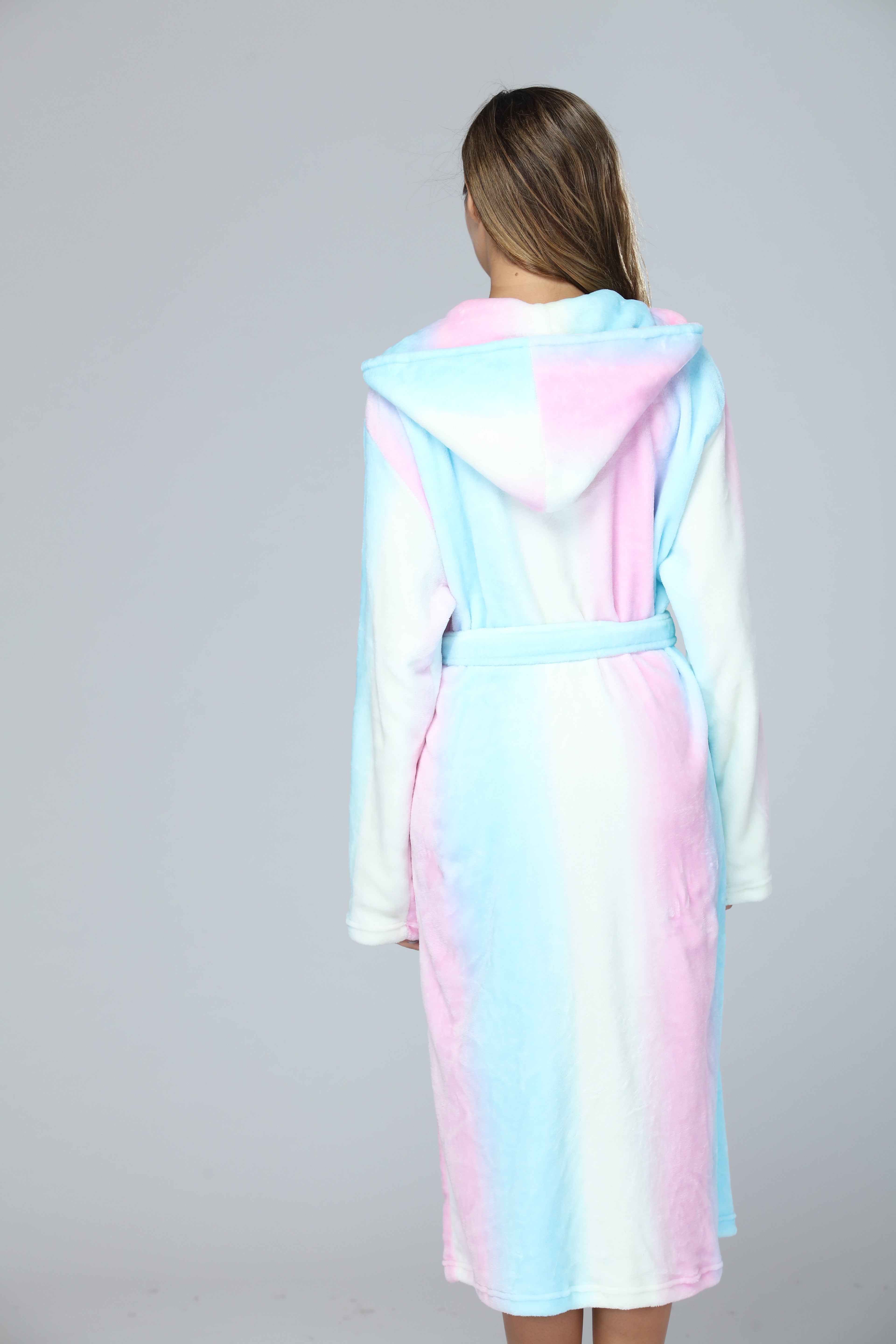 RONGTAI Womens Long Robes Plush Fleece Nightgown Thick Hooded Bathrobe With Pockets Fluffy Sleepwear For Men