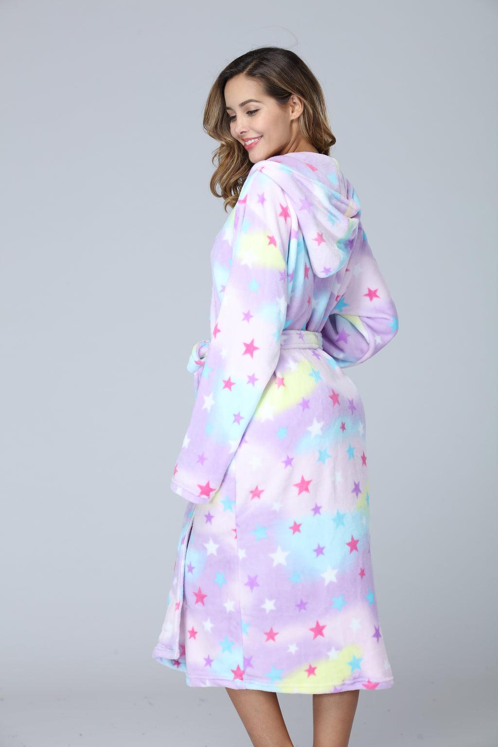 Thick Hooded Long Nightgown & Bathrobe with Pockets, Warm Fluffy Sleepwear for Women.